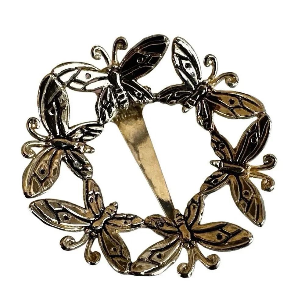 Emilia Castillo 1997 Silver-Tone Butterfly Wreath Scarf Clip